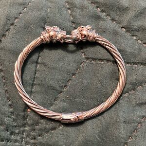 MIA FIORE DYADEMA STERLING SILVER PANTHER HEAD CABLE BANGLE BRACELET
